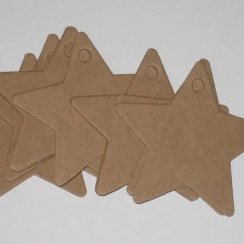 20 étiquettes papiers étoiles craft