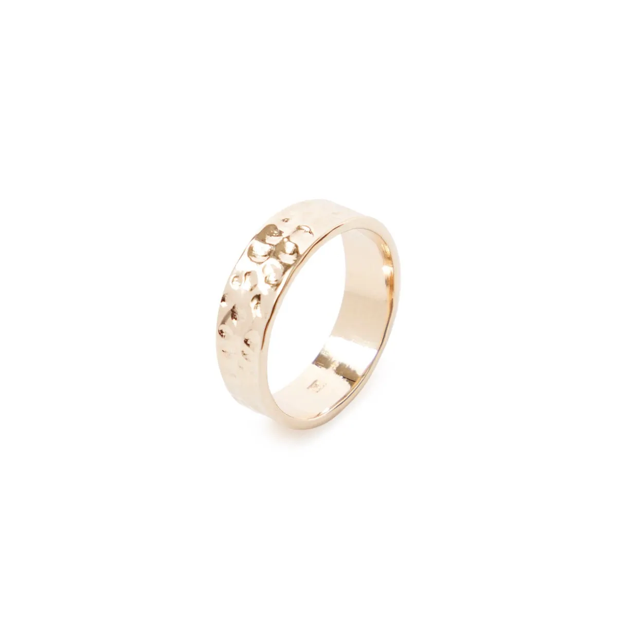 Bague large martelée - plaqué or