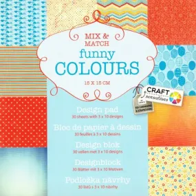 Bloc 30 feuilles papier 15x15 cm " funny colours " scrapbooking