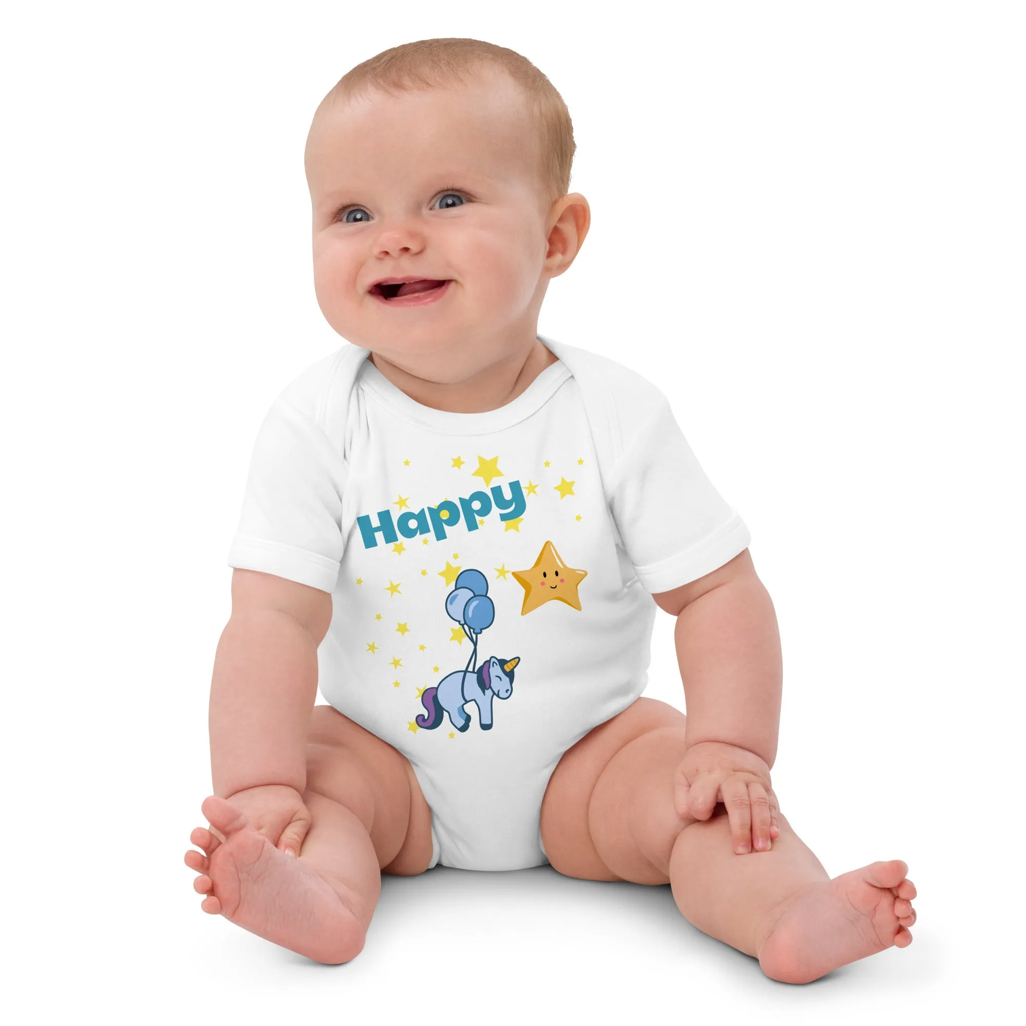 Body en coton bio bébé Licorne Happy
