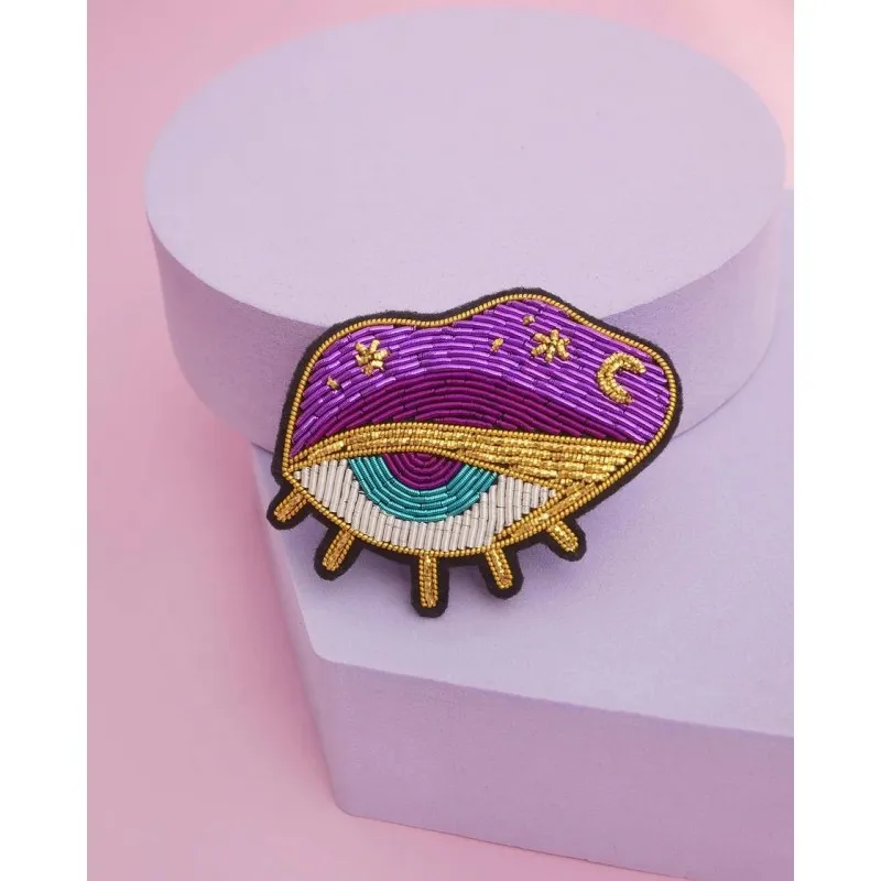 Broche brodée - Oeil Magic - MALICIEUSE - Perlin Paon Paon