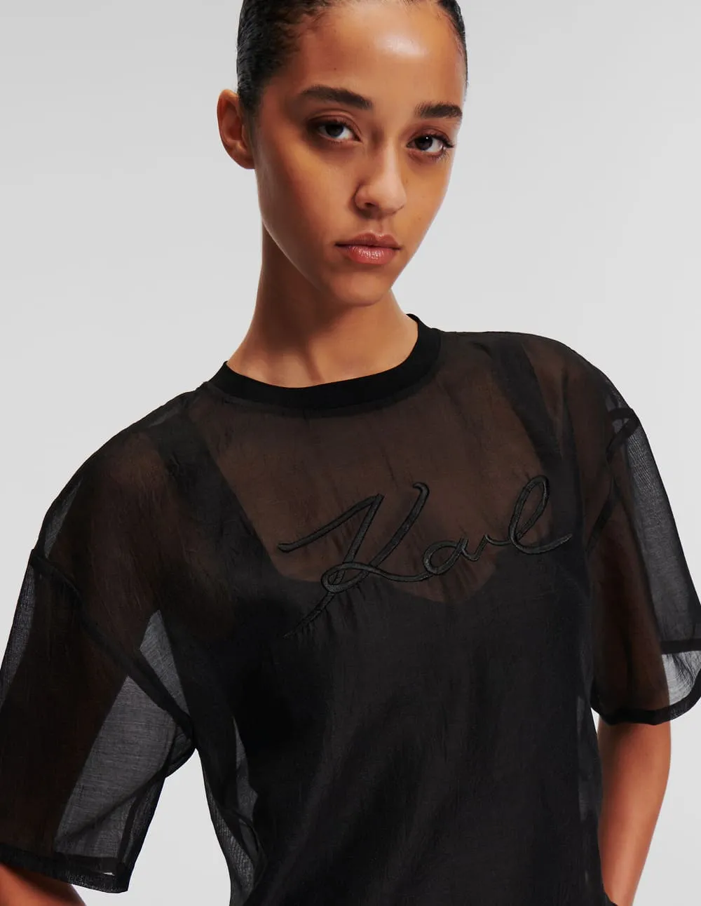 Camiseta Karl Lagerfeld de Organza Amarilla Mujer