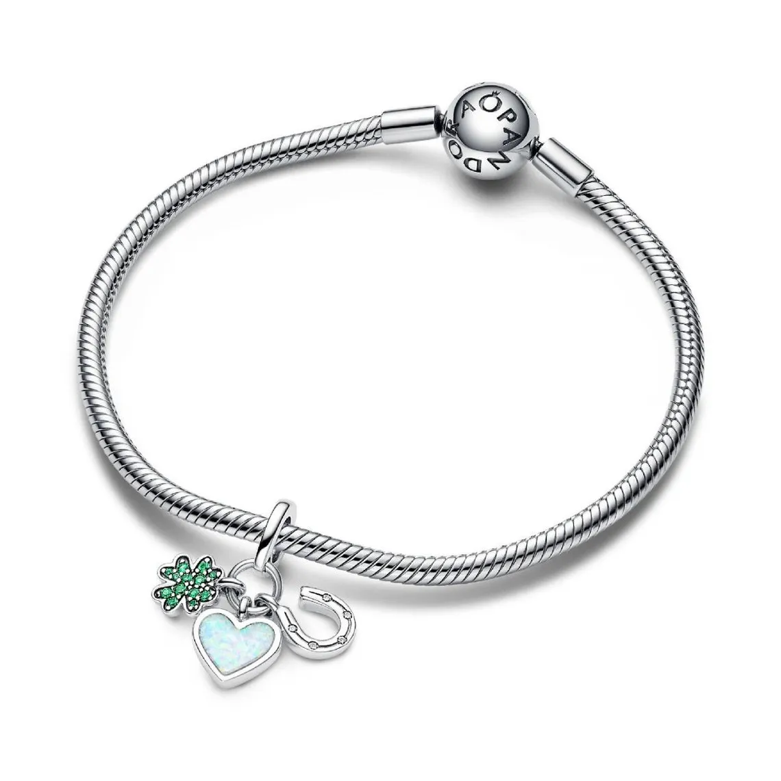 Charm Pendant Triple Trèfle à Quatre Feuilles, Cœur et Fer à Cheval | 3 Suisses