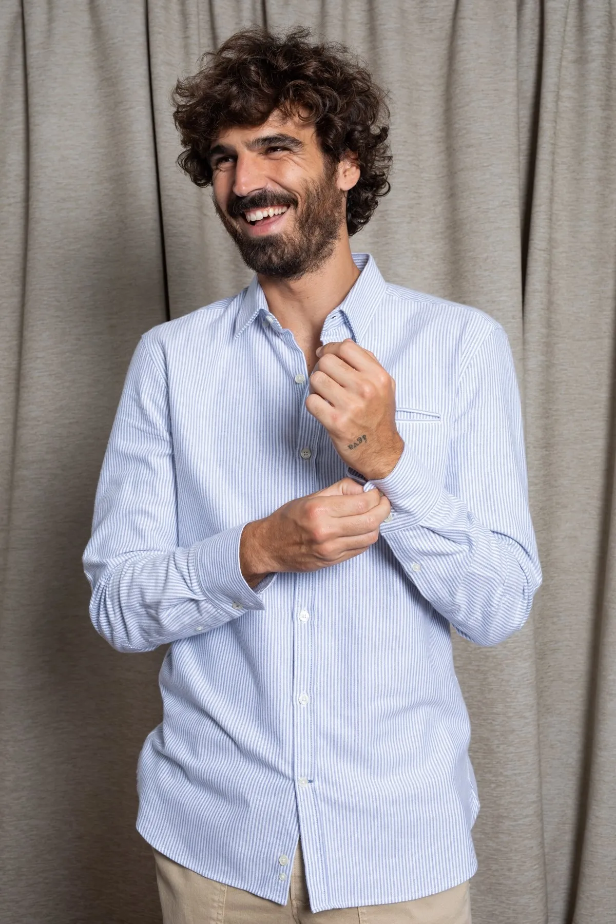 Chemise La W. Calcite | Chemise en coton | Mode homme | JAQK Taille L Couleur Bleu