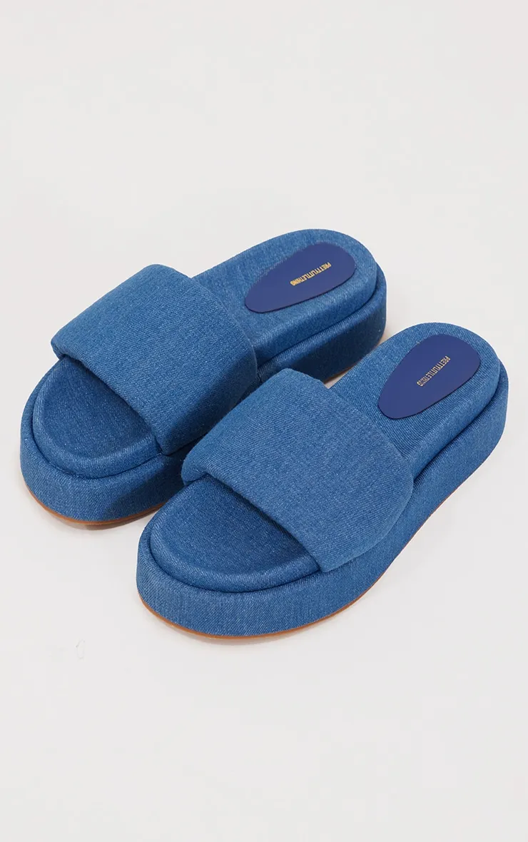 Claquettes en jean à plateforme chunky et double semelle