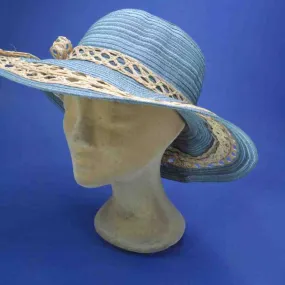 Grande capeline couleur jean en raphia et coton | Chapeau été femme