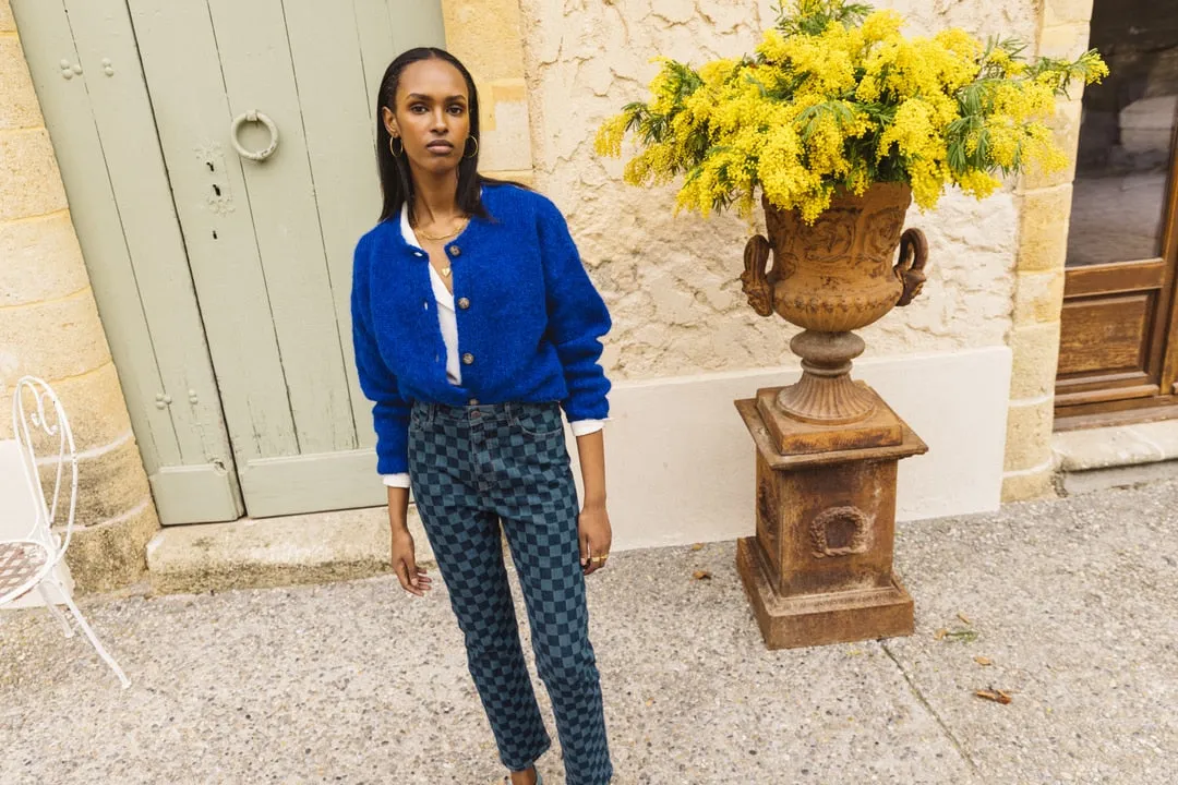Jean Austin damier bleu midi