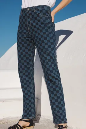 Jean Austin damier bleu midi