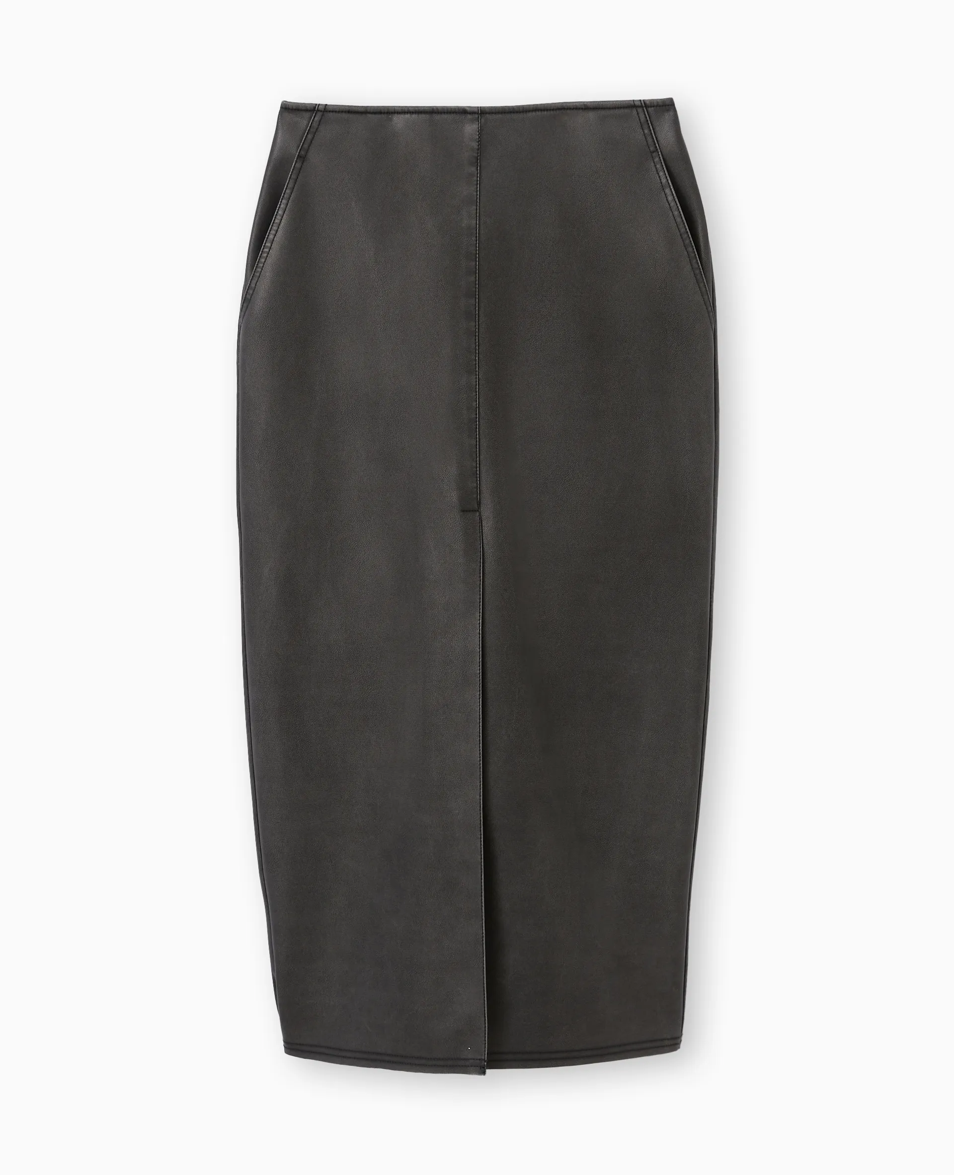 Jupe longue en faux cuir used