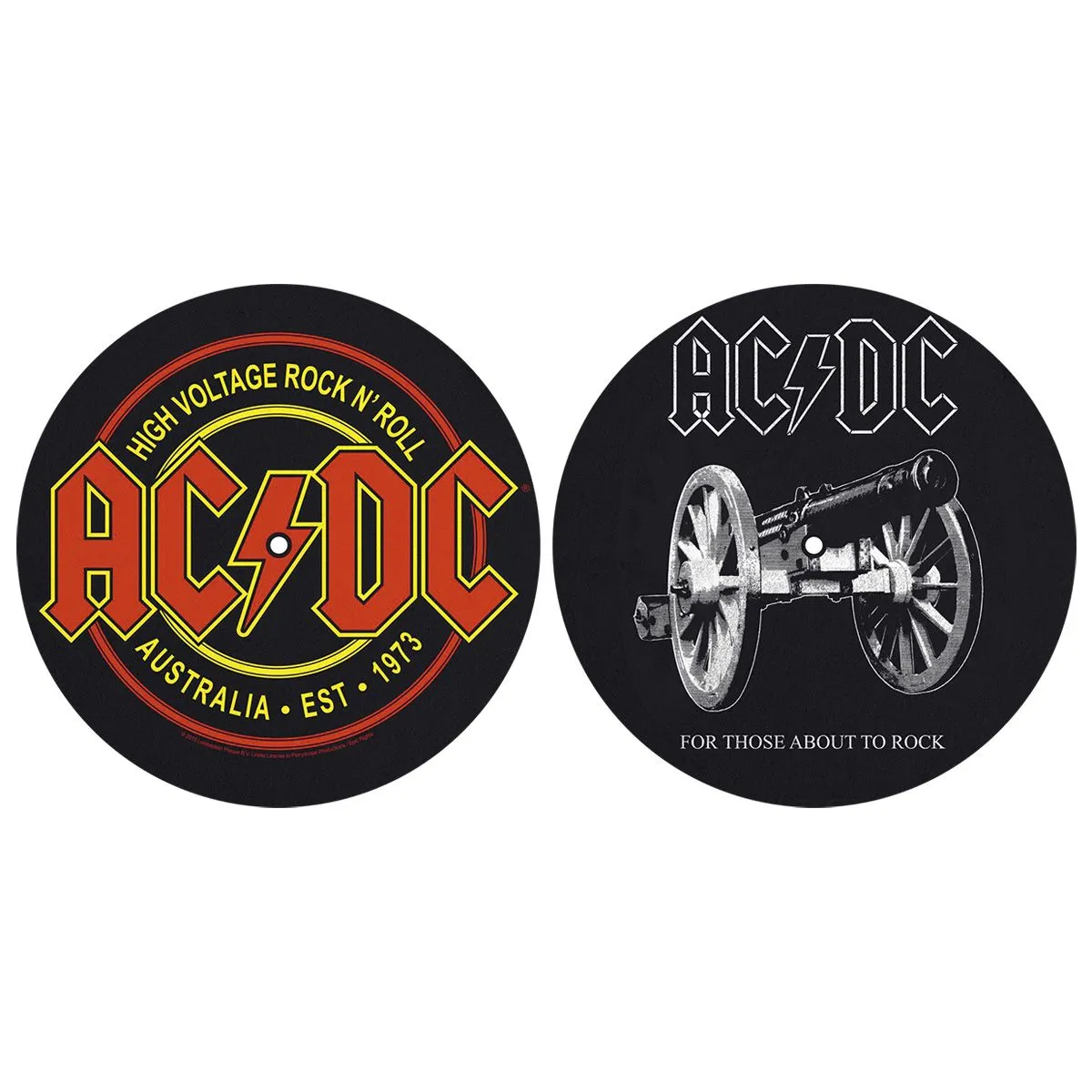 Lot de 2 Feutrines Vinyles AC/DC - High Voltage / About To Rock - Rock A Gogo