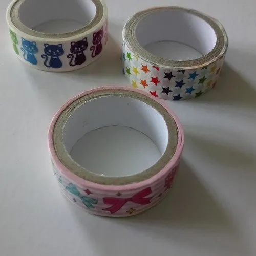 Masking-tape en lot de 3 "chat-étoiles-noeuds"