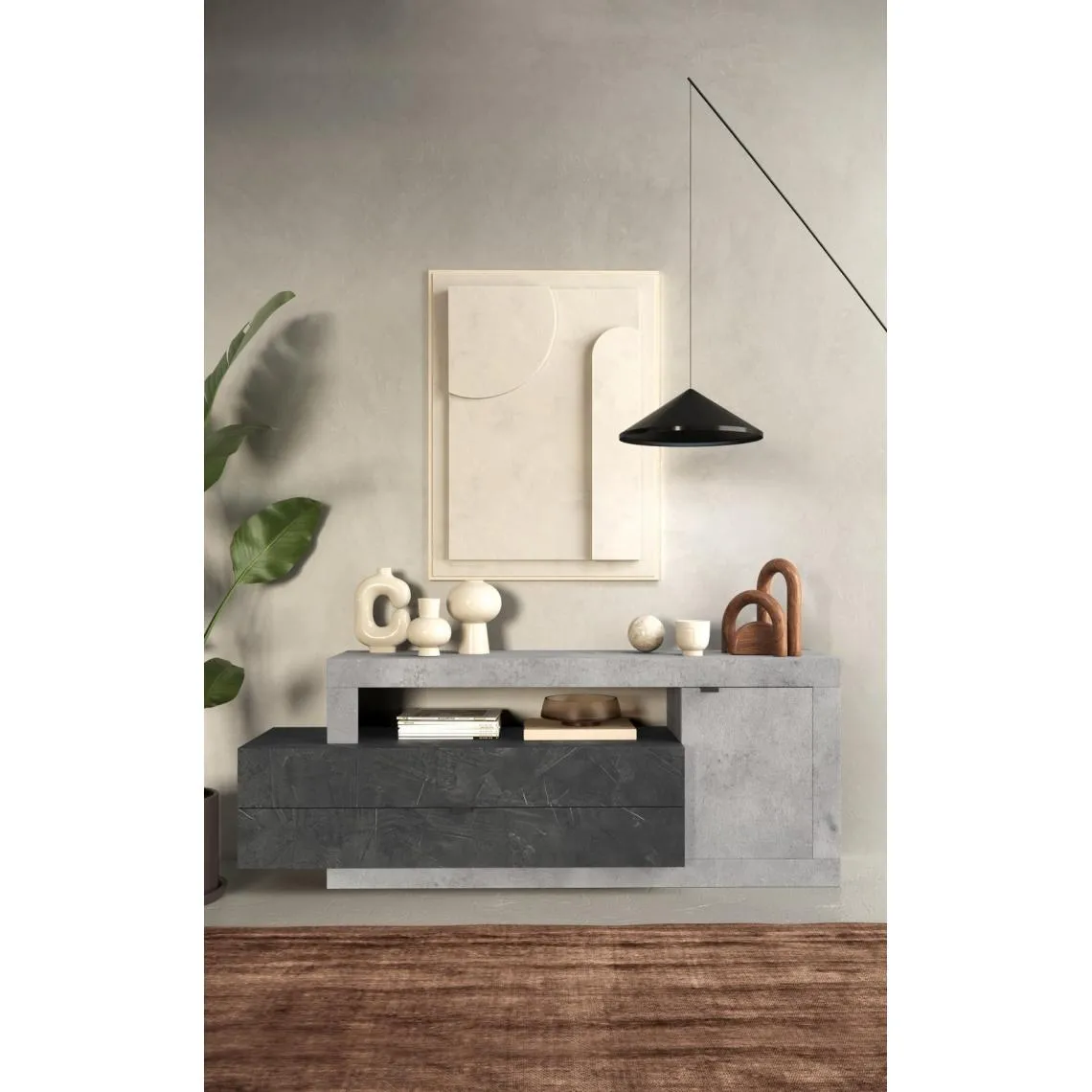 Meuble TV  Lowboard 1 porte et 2 tiroirs | 3 Suisses