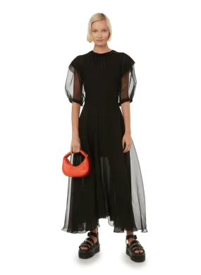 MINUIT  Robe en organza de soie - Noir
