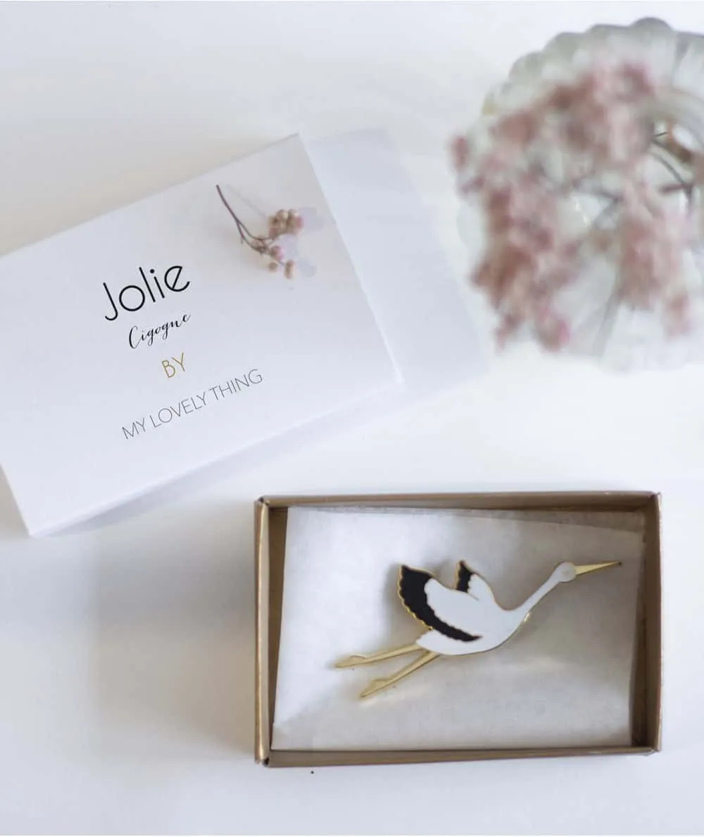 My lovely thing : Broche "Jolie Cigogne" - 100% Ecoresponsable - Mer(e)veilleuse