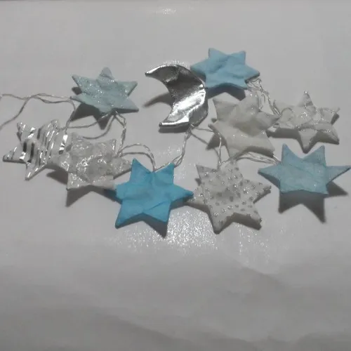 N°34 guirlande lumineuse 10 leds n°9  étoiles  blanches bleues argentés  lune