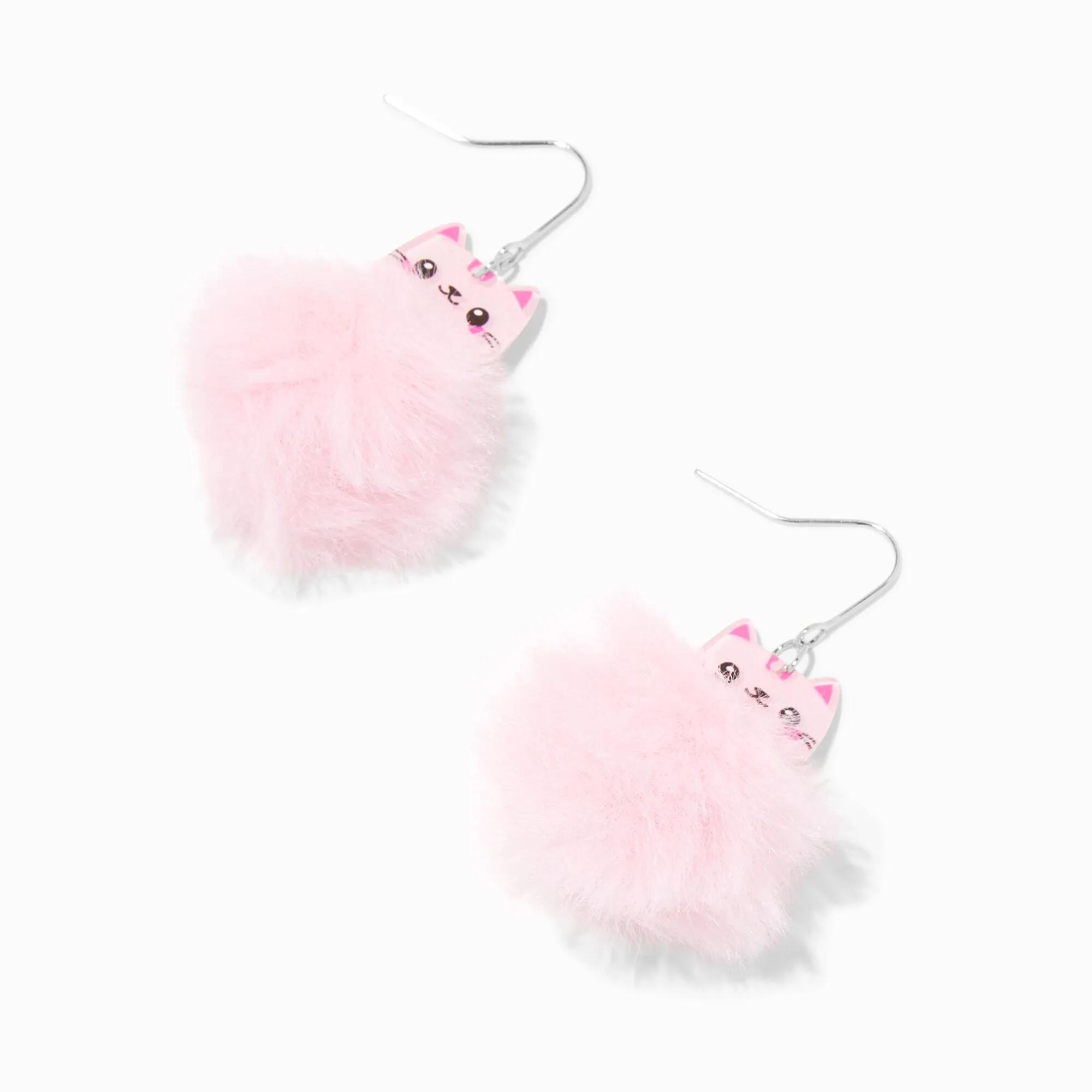 Pendantes 4 cm avec pompons chat roses