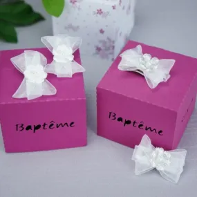 Pince à cheveux bébé cérémonie baptême, mariage organza, fleur, perle