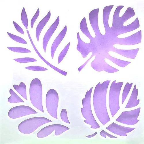 Pochoir plastique 13*13cm : feuilles (19)