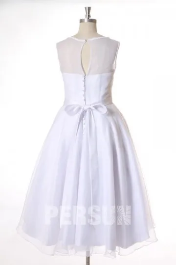 Robe de soirée courte encolure transparente en organza