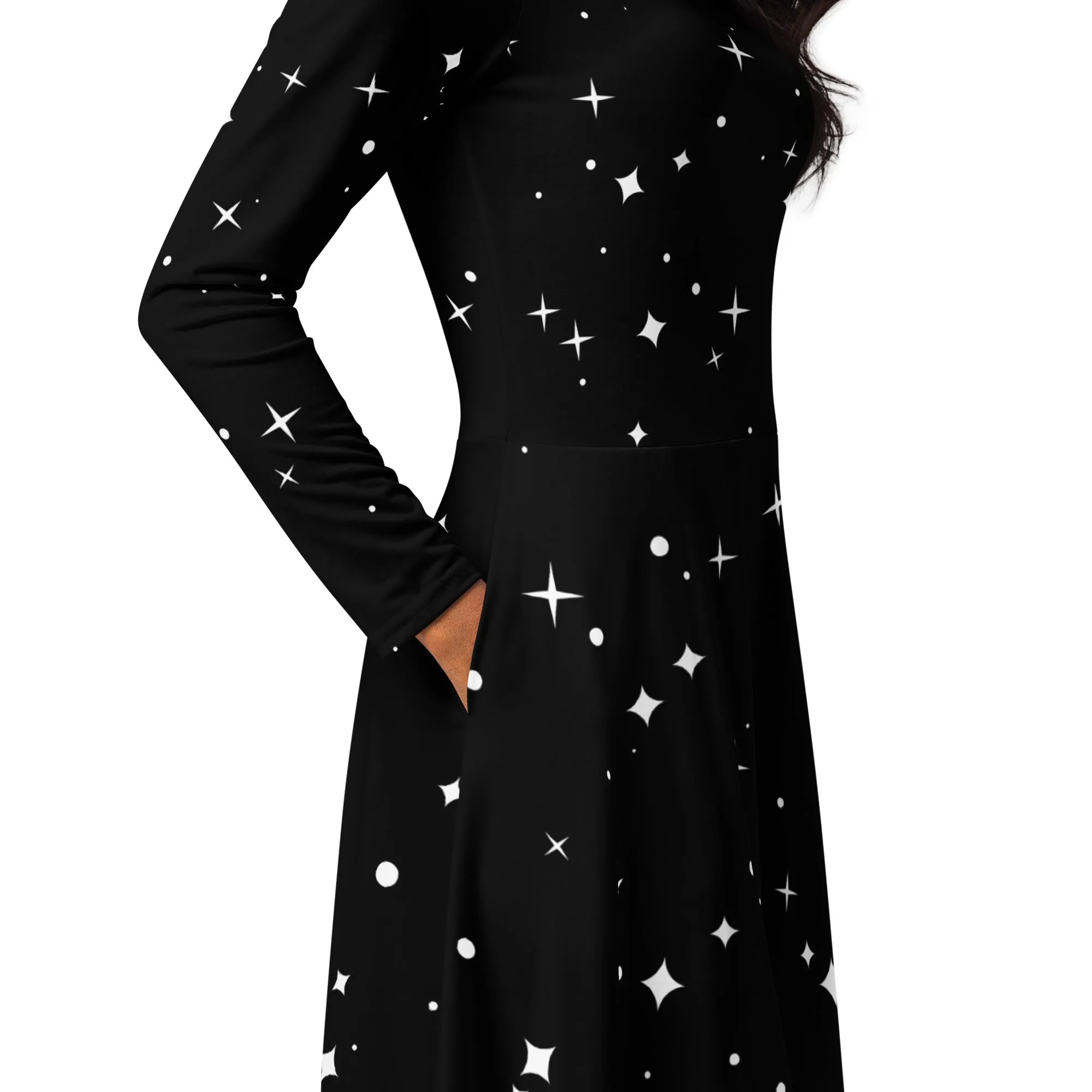 Robe manches longues avec impression all over Etoiles