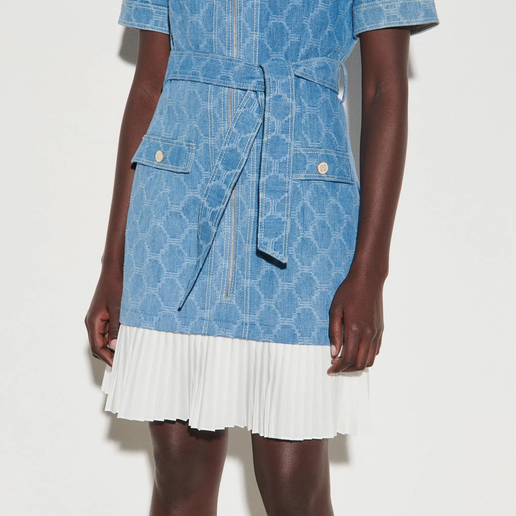 Robe manteau en denim jacquard