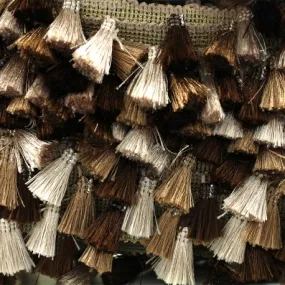 Ruban galon pompons à franges Puebla - marron x 50cm