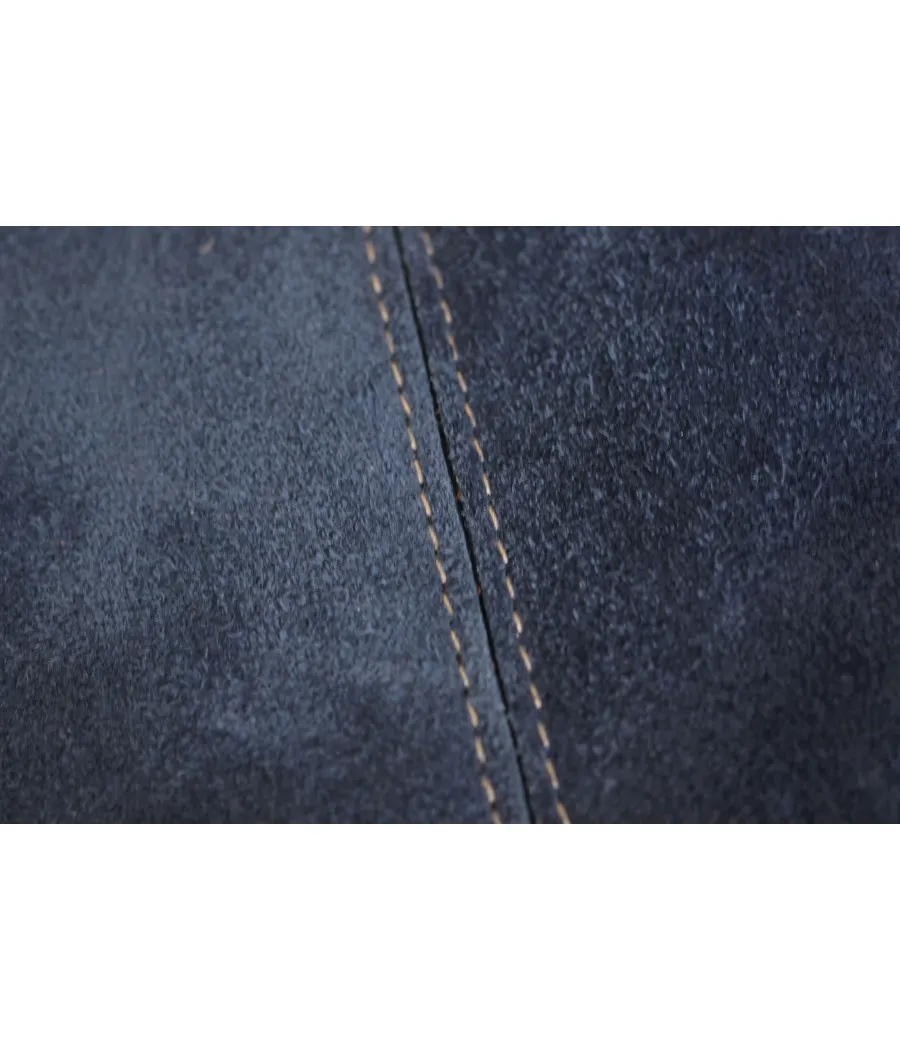 SANTAIA SAC CUIR VACHETTE FRANGES BLEU MARINE FORME PLATE