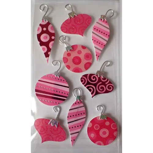Stickers 3d noël boules roses pour le sapin