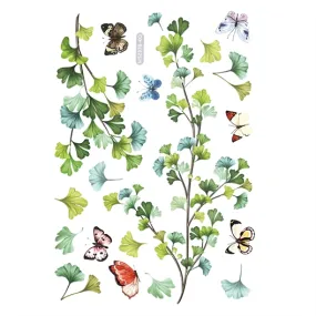 Stickers Feuilles vertes et papillons