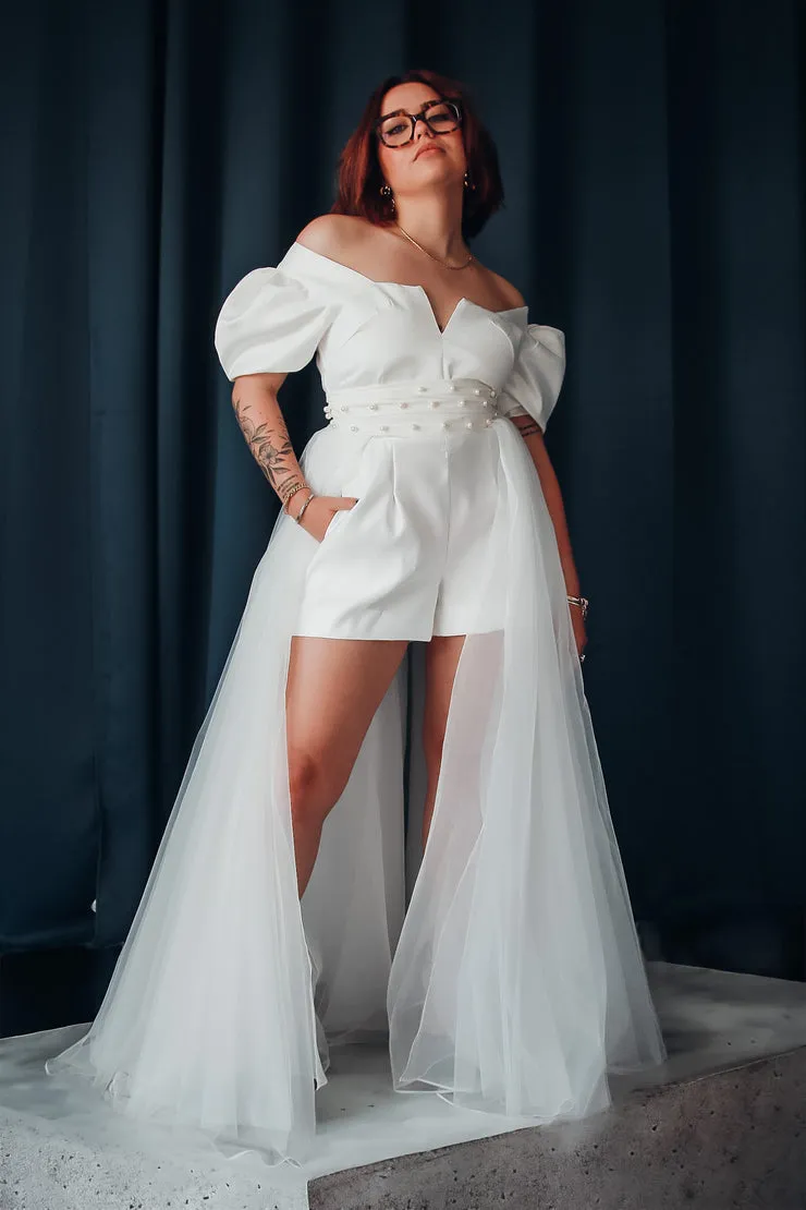 Sur-jupe en tulle et organza Raina