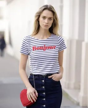 T-Shirt femme Bonjour (Effet velours)