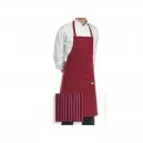 Tablier de cuisine à bavette bordeaux à rayures blanches - EGOCHEF