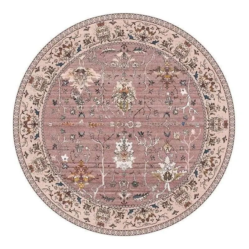 Tapis Rond Année 70 avec motif Floral