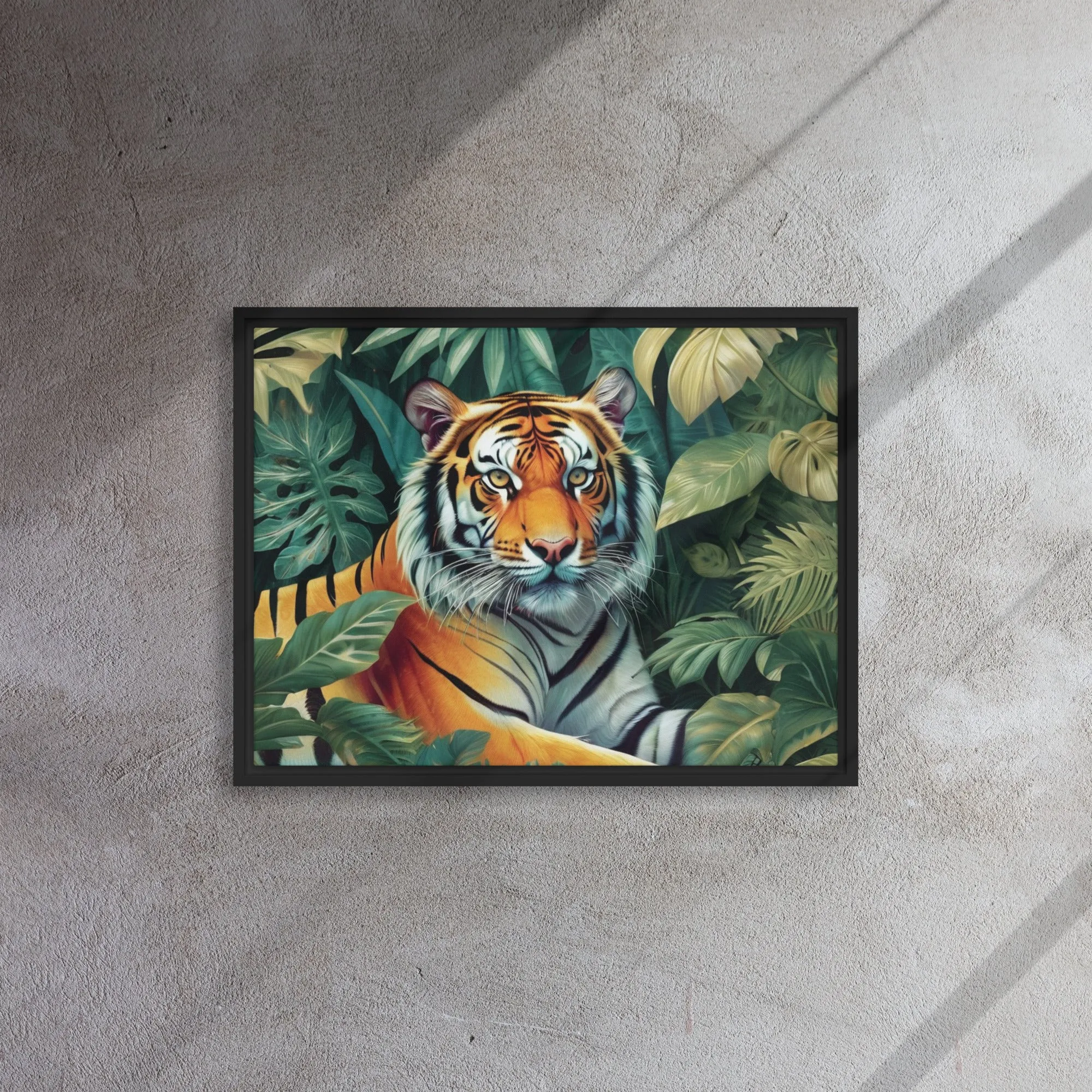 Toile encadrée Tigre couché dans la jungle